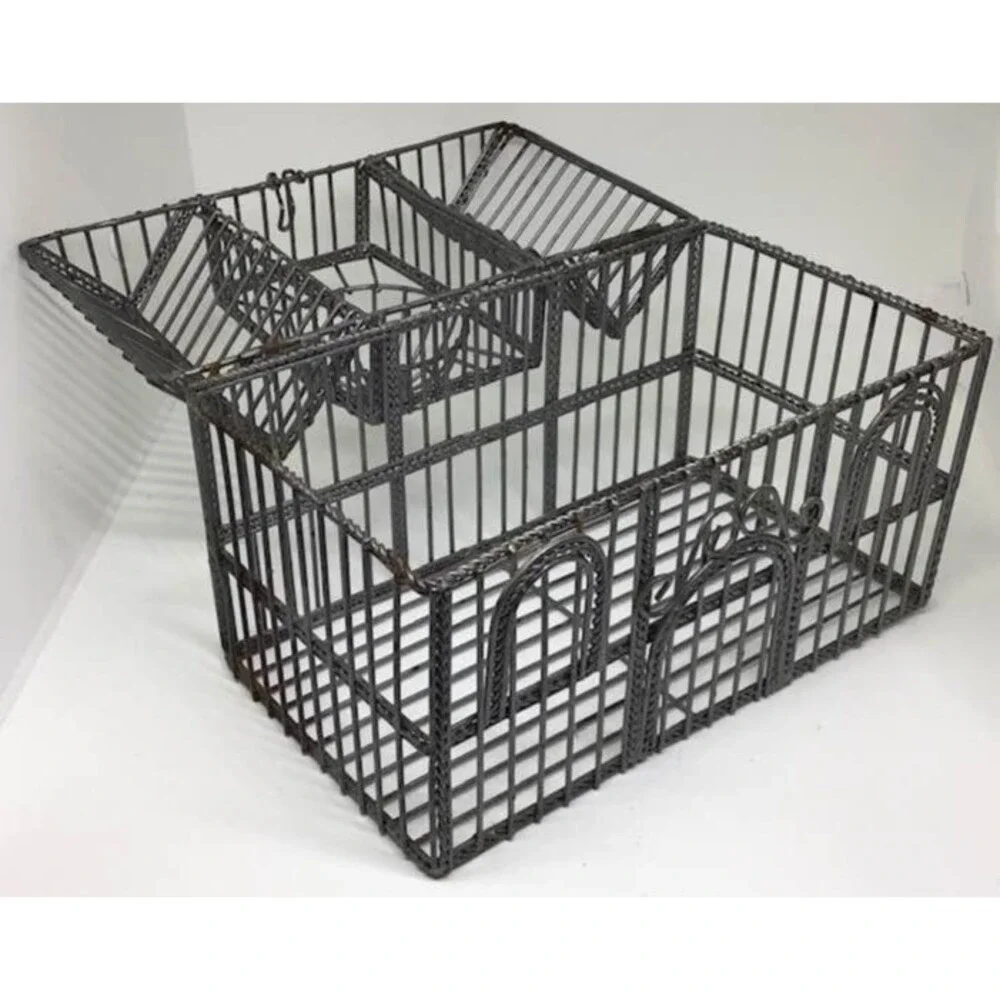 Ornate Gray Decorative Metal Birdcage Centerpiece